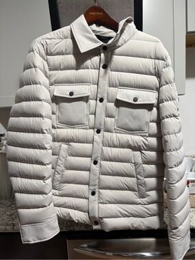 Moose Knuckles Cream Quilted Puffer Jacket